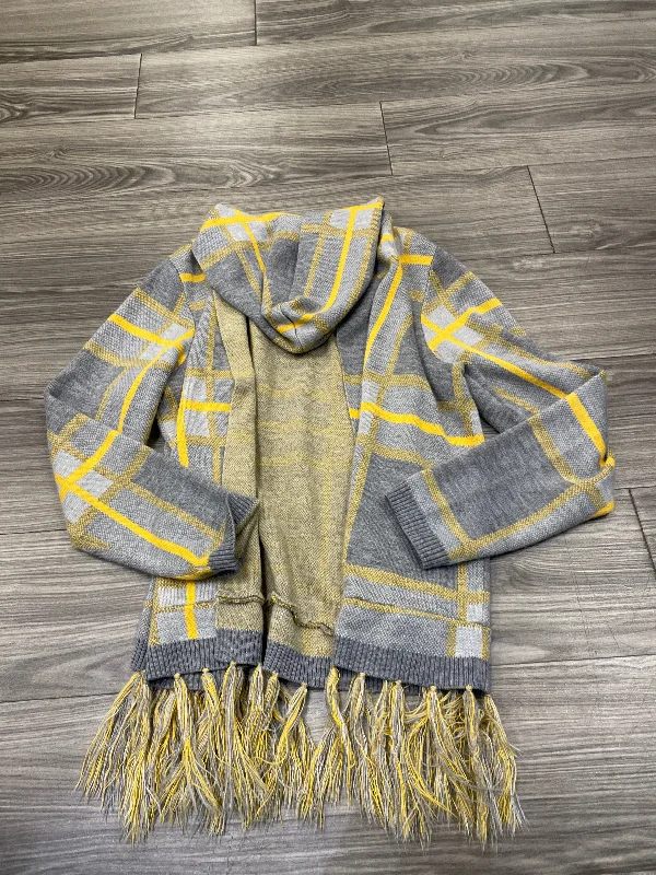 Sweater Cardigan By Clothes Mentor In Grey & Yellow, Size: L