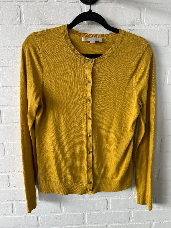 Sweater Cardigan By Loft In Yellow, Size: M