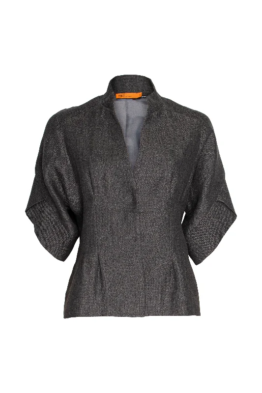 Tulip Sleeve Jacket - Charcoal Linen 9717