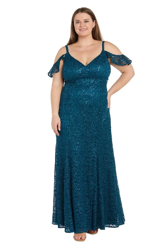 R&M Richards 6177W Plus Size Long Formal Glitter Dress