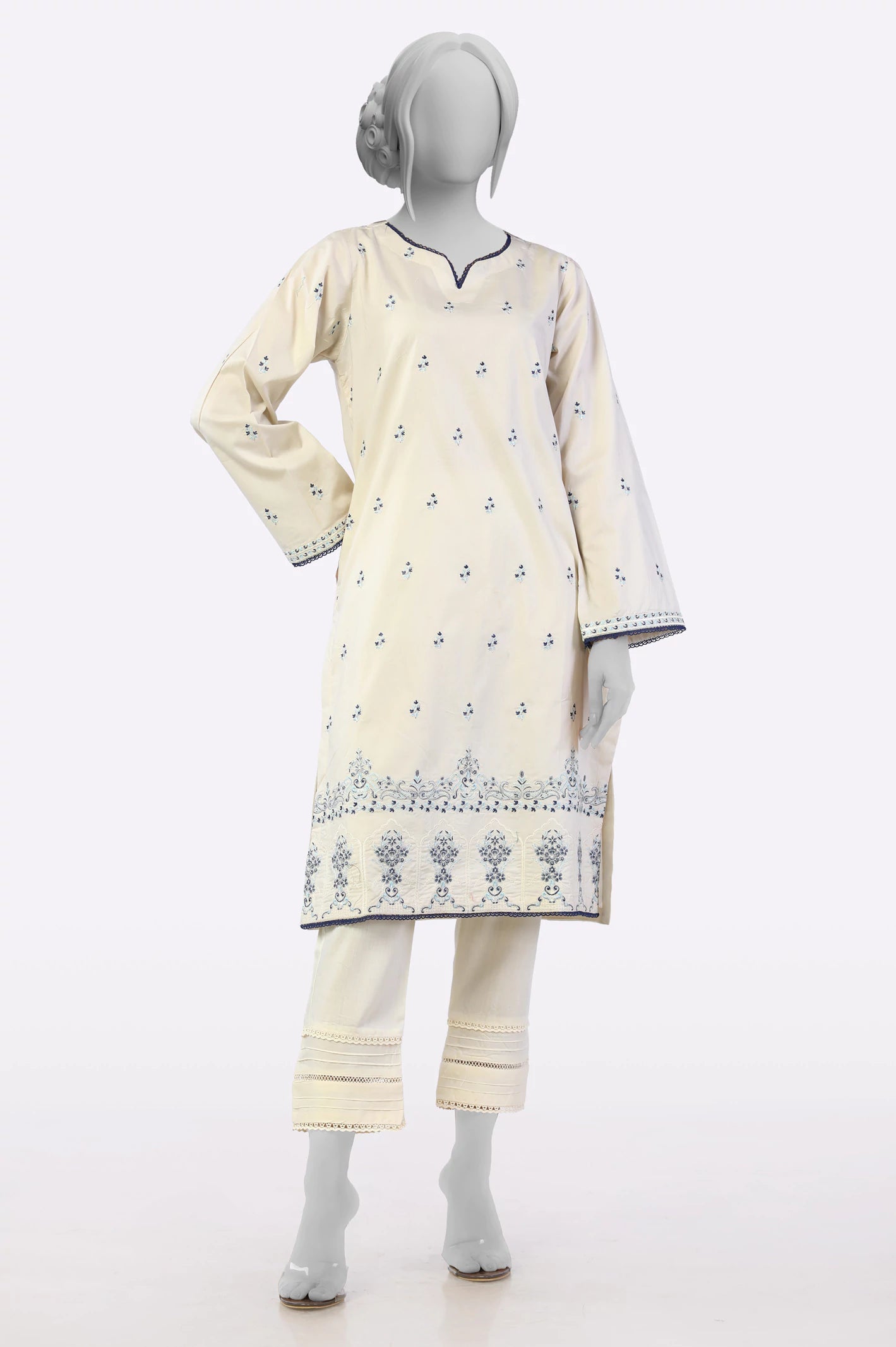 Ivory Embroidered Kurti