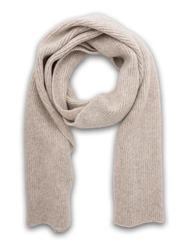 Mocha Classic Knitted Scarf- Ivory