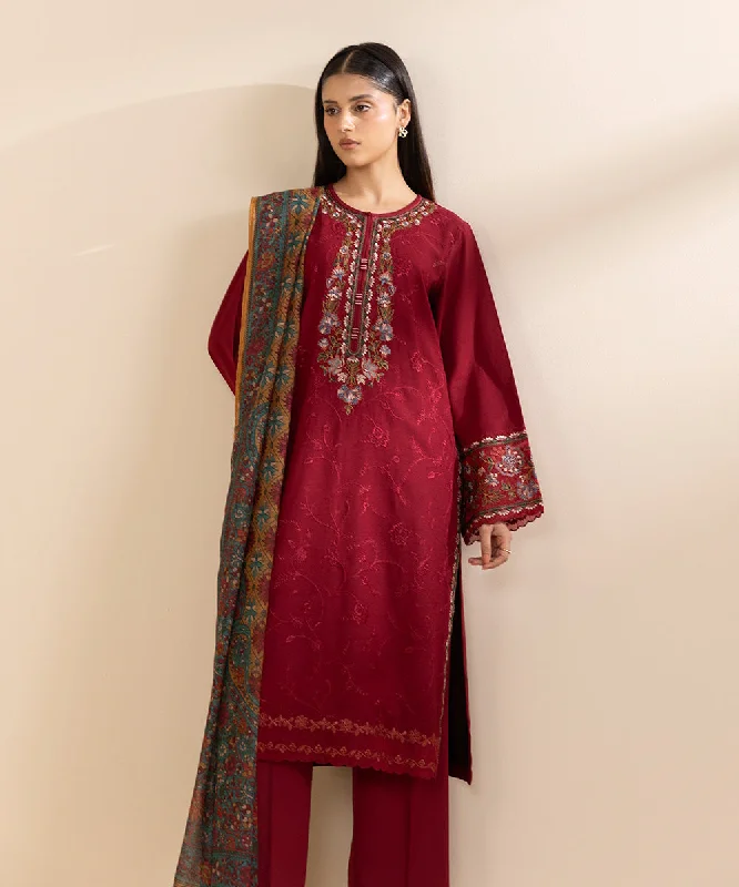 3 Piece - Embroidered Karandi Suit