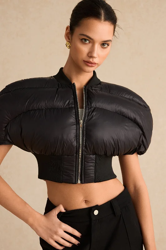 Padded Zipper Cropped Puffer