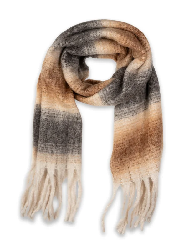 Mocha Marle Stripe Scarf- Brown/Black