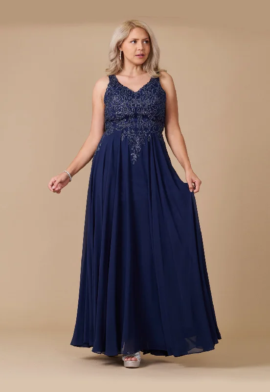 Long Formal Party Dress Plus Size Black Tie Navy/Navy