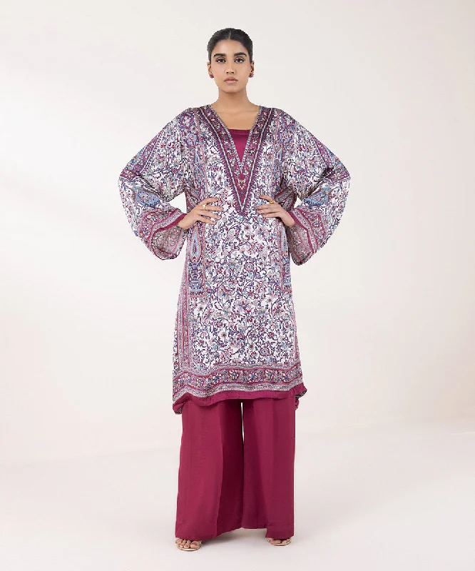 2 Piece - Embellished Silk Suit