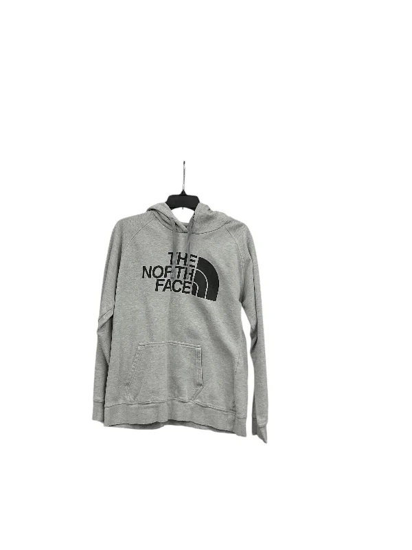 Athletic Sweatshirt Hoodie By North Face In Grey, Size: L