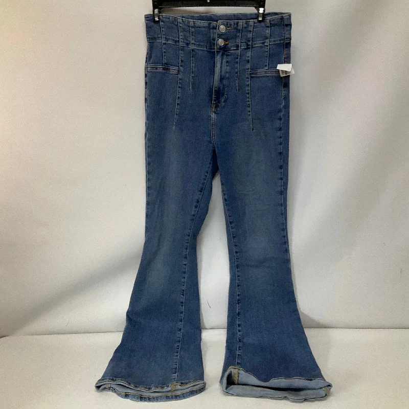 Jeans Flared By Free People In Blue Denim, Size: 8