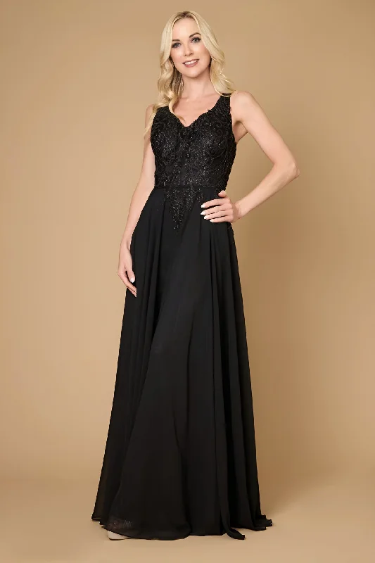 Long Formal Party Dress Plus Size Black Tie Black/Black