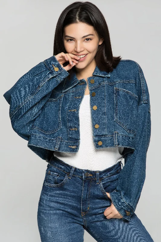 Azure Blue Criss Cross Tie Up Denim Jacket