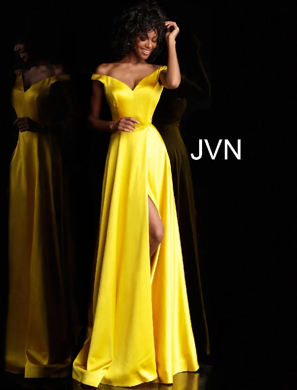 Jovani 67752 Off Shoulder High Slit Prom Dress