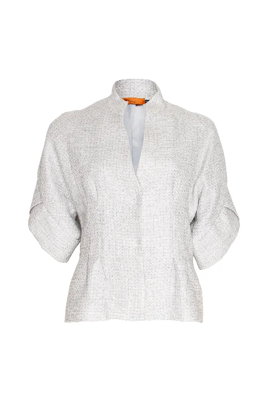 Tulip Sleeve Jacket - Silver Linen 7820