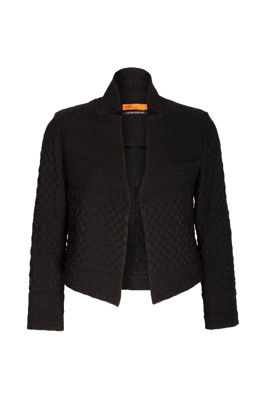 High Collar Classic Jacket - Black Jacquard 9752