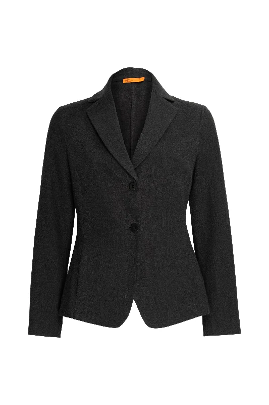 High Revere Collar Jacket - Black Slub Linen 6050