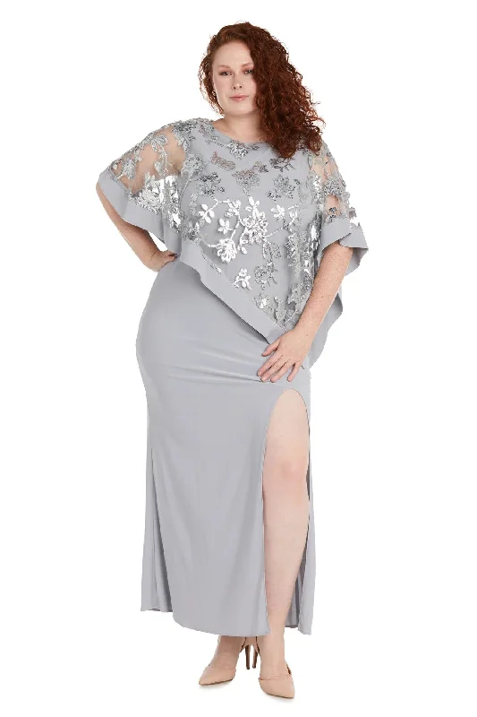 R&M Richards 2551W Plus Size Long Formal Poncho Dress