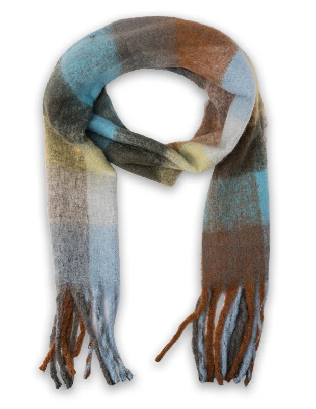 Mocha Multicolour Check Scarf- Multi