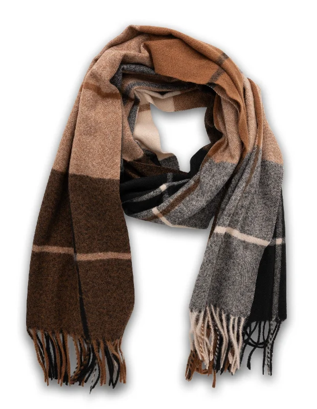 Mocha Simple Plaid Scarf- Black/Brown