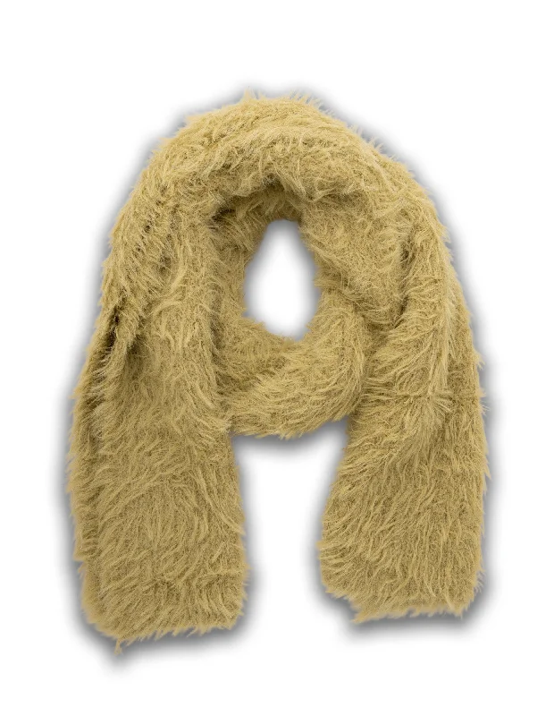 Mocha Fluffy Plain Scarf- Pistachio