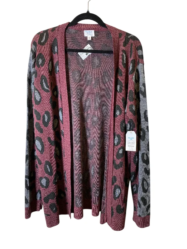 Cardigan By Time And Tru In Animal Print, Size: Xxl