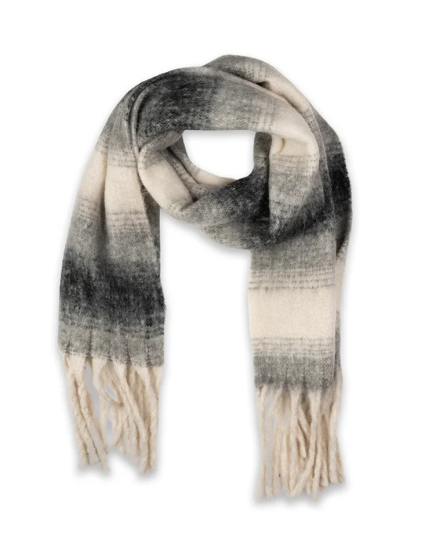 Mocha Marle Stripe Scarf- Black/White