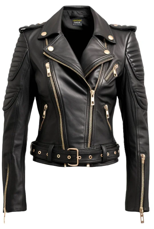 Women Black Quilted Designer Leather Jacket