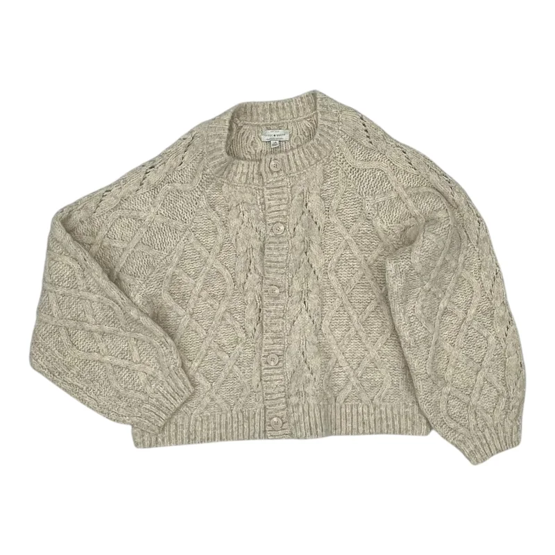 Sweater Cardigan By Lucky Brand In Tan, Size:L