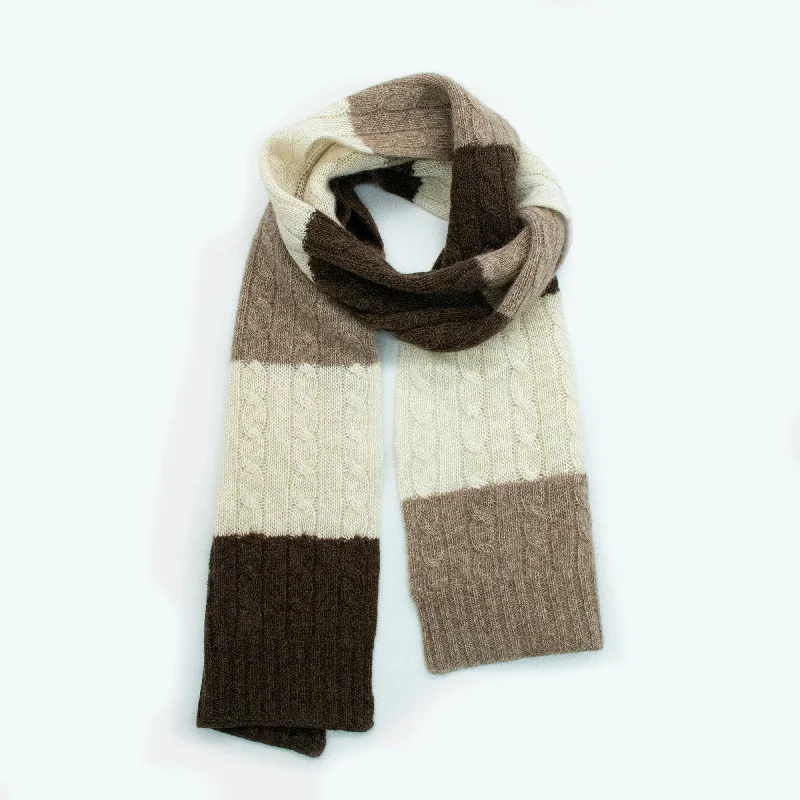 Cashmere Striped Scarf With Cables