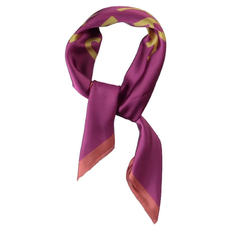 Women's Silky Bandana/scarf In Fuchsia With Print