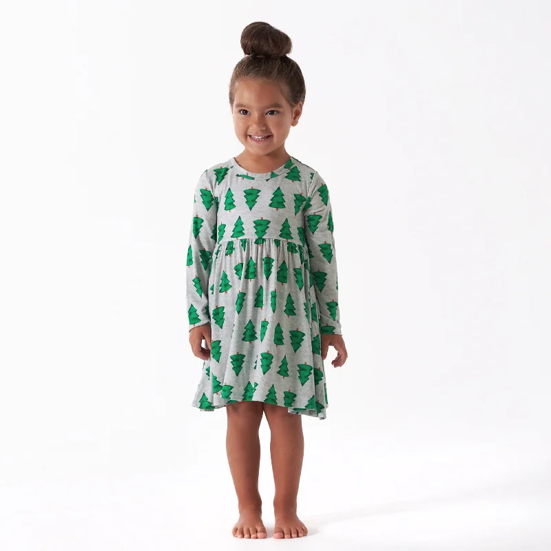 Infant & Toddler Girls Spruce Buttery Soft Viscose Made from Eucalyptus Holiday Twirl Dress