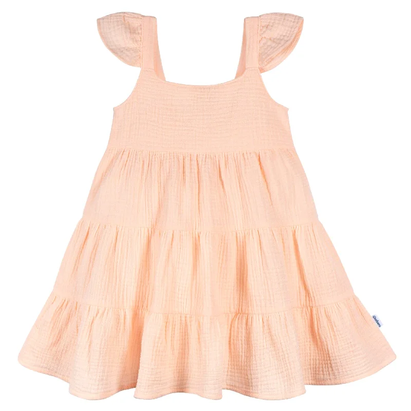 Toddler Girls Blush Tiered Cotton Gauze Dress