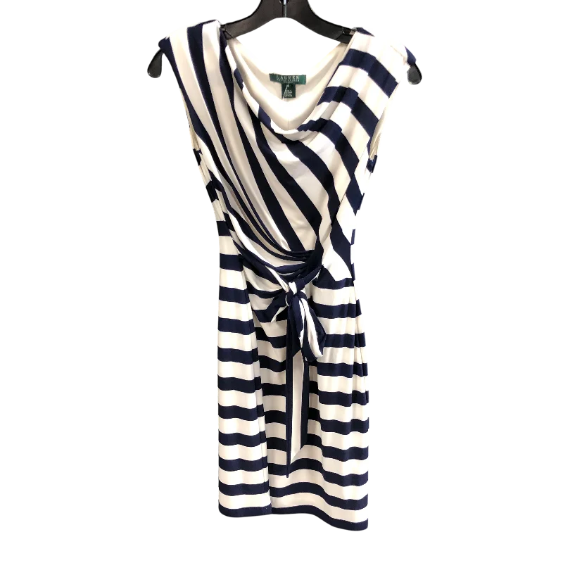 Dress Work By Lauren By Ralph Lauren In Blue & White, Size: 2