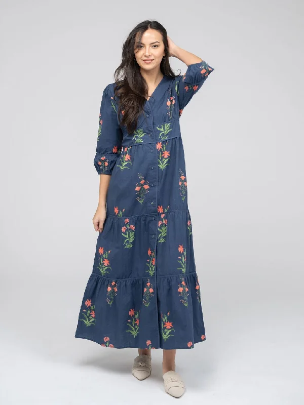 The Anna Dress | Navy Jaipur Floral