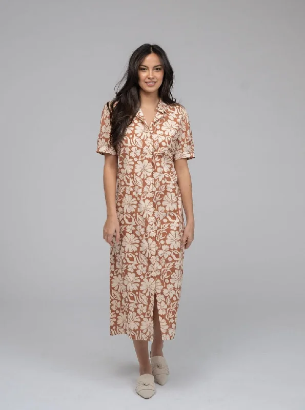 The Kris Dress | Tan Flower Power