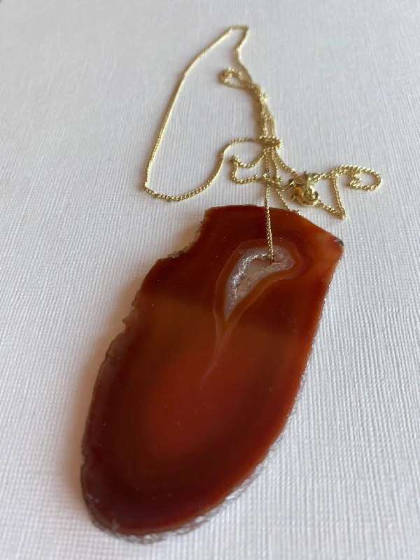 Agate Slice on a Chain Necklace