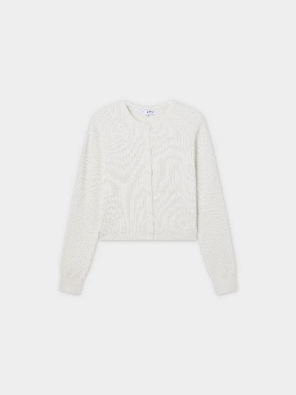 Button Down Ribbed Cardigan-Ivory