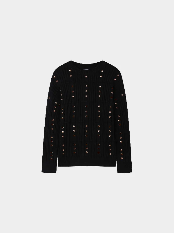 Grommet Sweater-Black