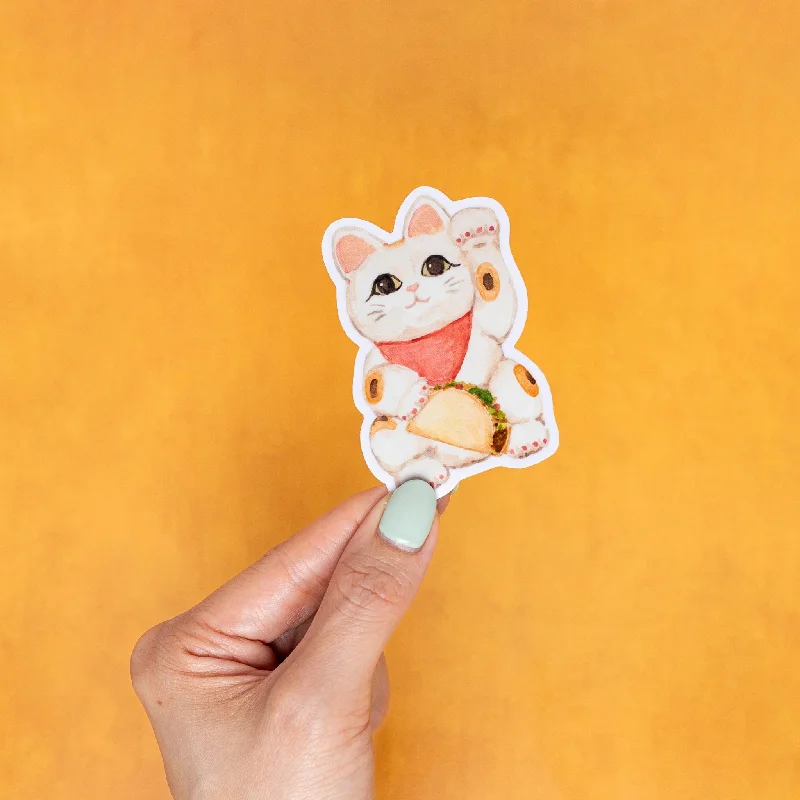 Japanese Maneki Lucky Cat with Taco Magnet