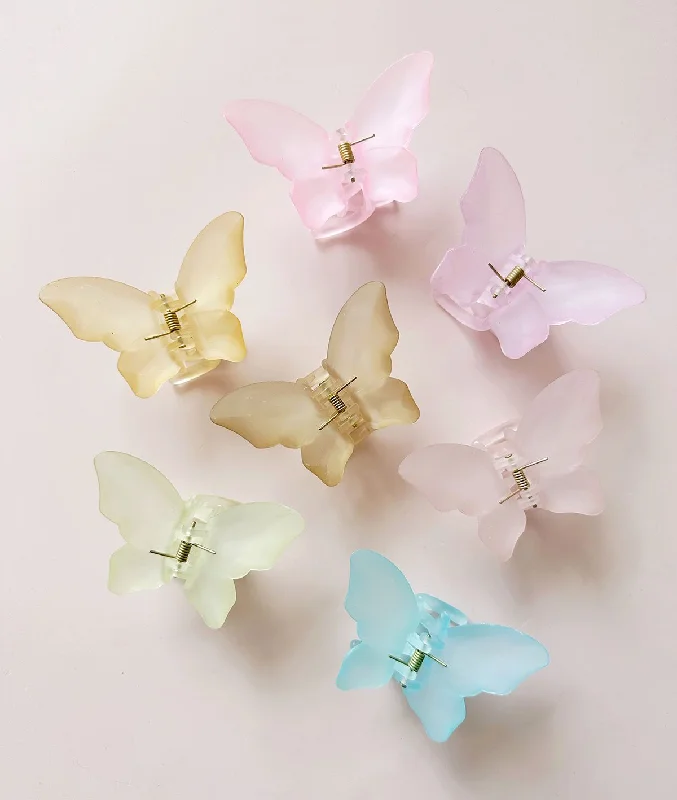 Large Frosted Butterfly Hair Claw Clips