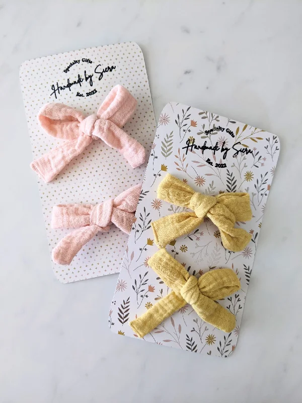 Muslin Hair Bow Set | 100% Cotton Hair Accessory