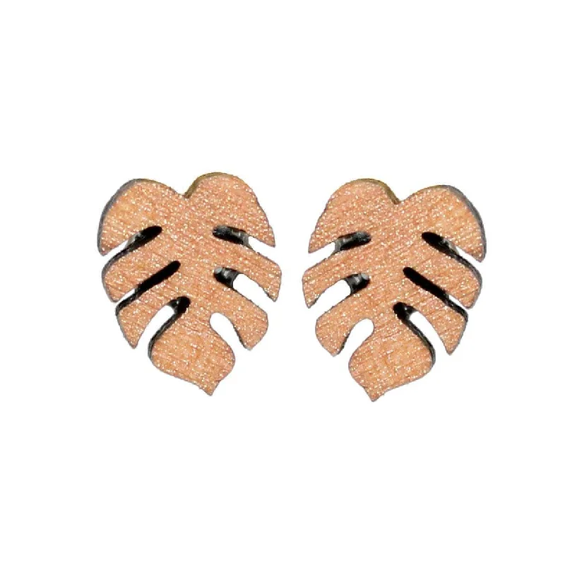 Small Monstera Studs - Gold