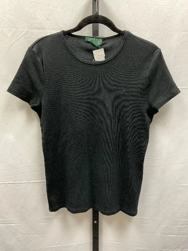 Black Top Short Sleeve Basic Lauren By Ralph Lauren, Size Xl