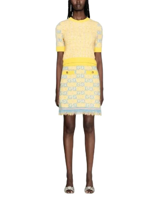 Boucle Mini Skirt In Yellow