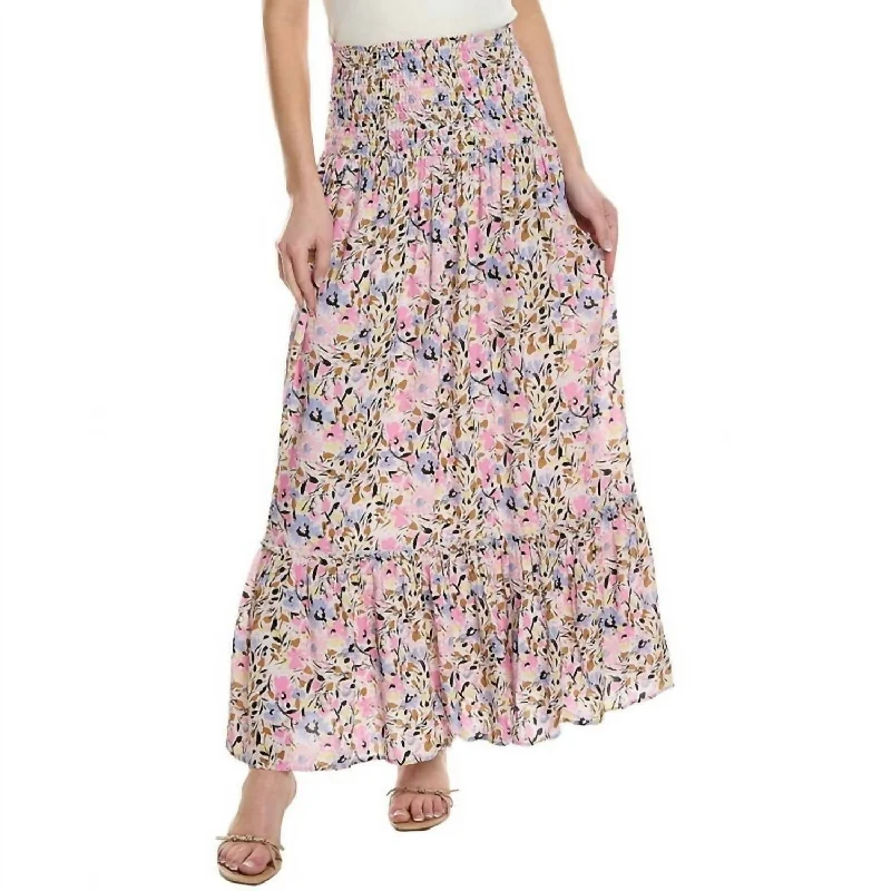 Davi Convertible Floral Maxi Skirt In Pink Multi