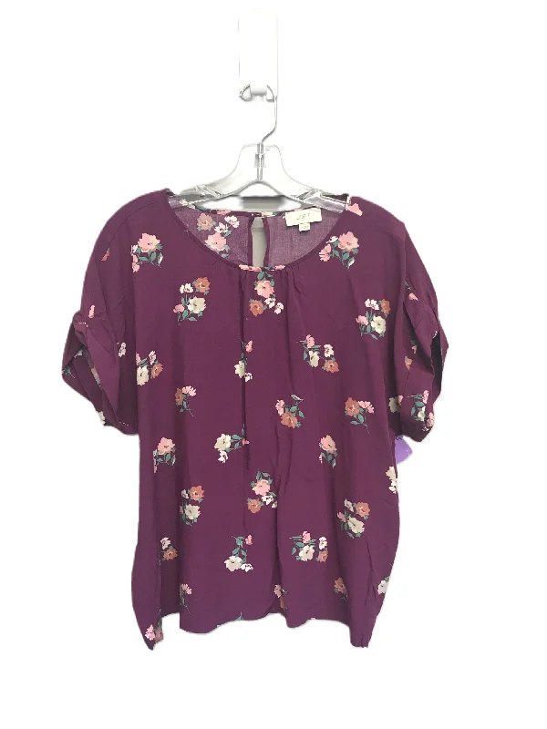 Floral Print Top Short Sleeve By Loft, Size: M