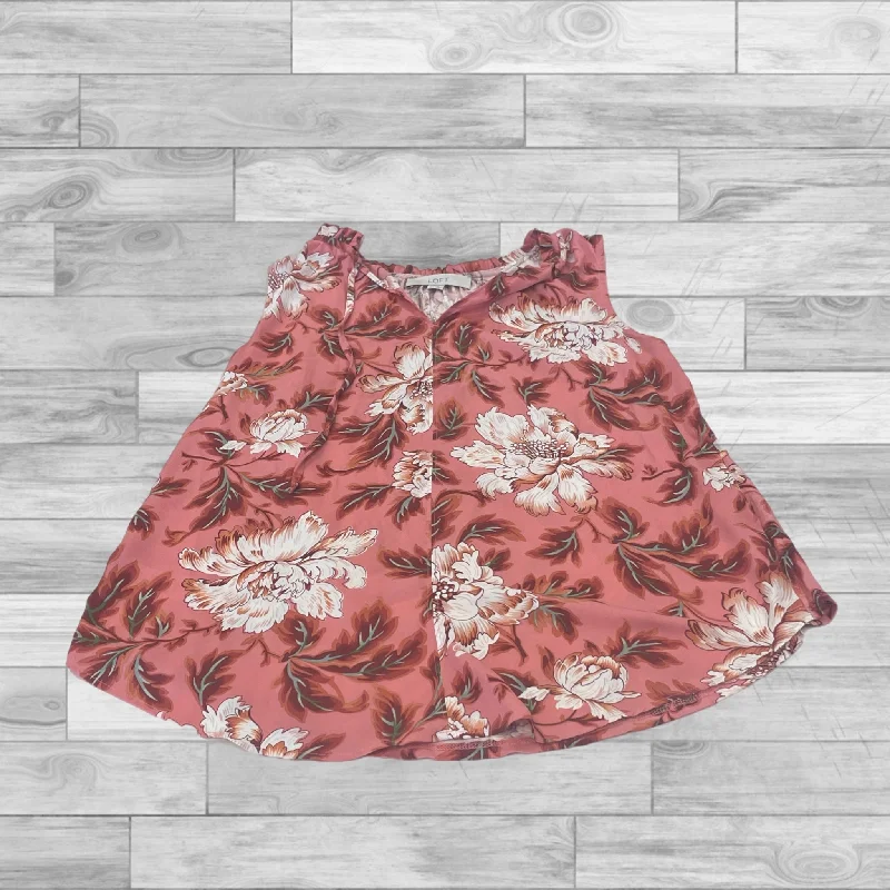 Floral Print Top Short Sleeve Loft, Size Xs