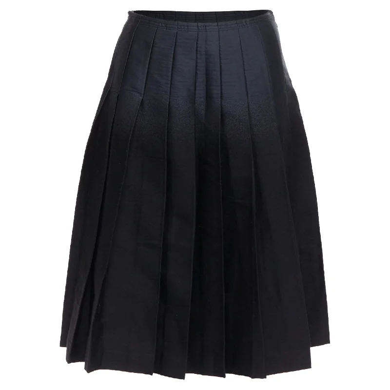 Prada Gradient Fused Silk Wool Box Pleat Waist Midi Skirt