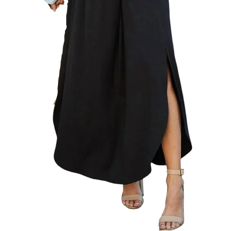 Smocked Waistband Maxi Skirt In Black