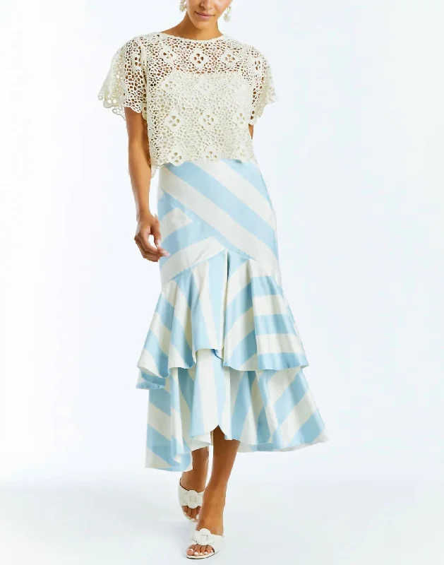 Victoria Convertible Skirt In Blue/ivory Stripe