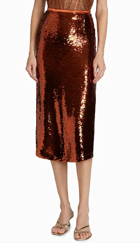 Wray Sequin Skirt In Cinnamon